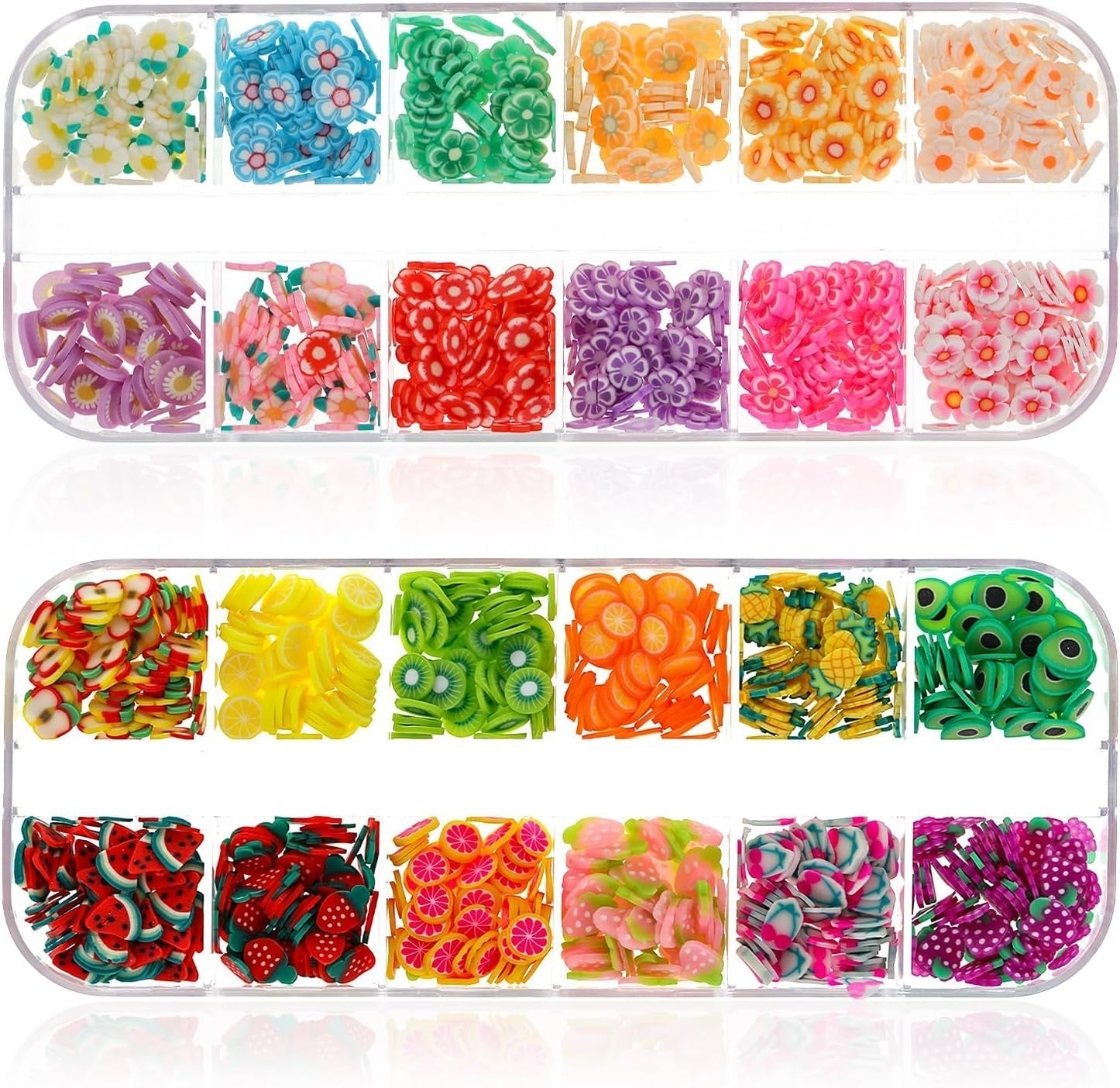 1000 Stk Nagel Obst Scheiben, Nagelkunst Fruchtscheiben Charms Roztomilé Obst-Blumen Charms Mix Set Mini 3D Obstscheibe Nail Art Zum Nagelkunst Handy Deko DIY Schleimbasteln Ornament Scrapbooking