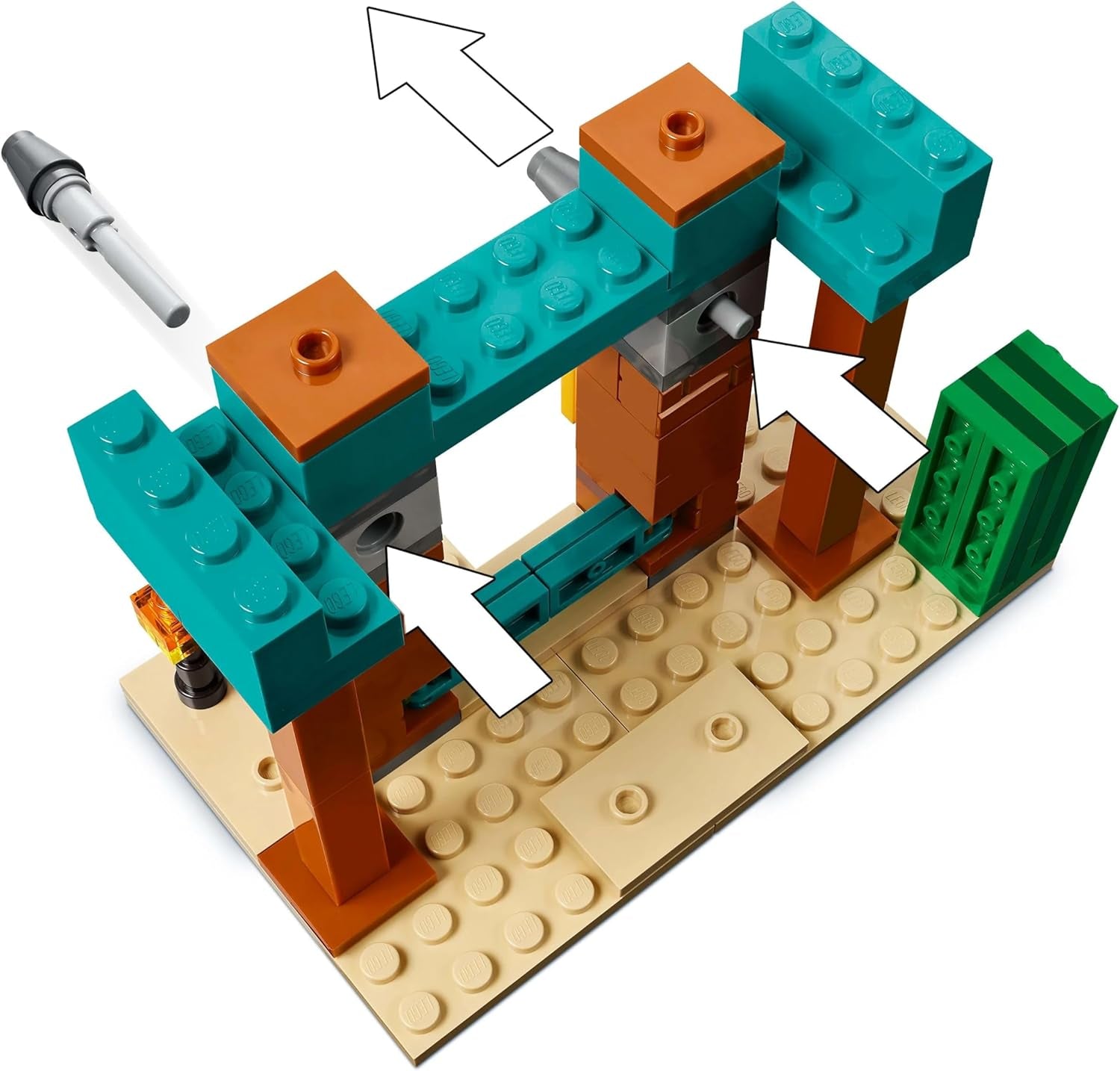 Sada videoher LEGO Minecraft The Illager Desert Patrol pro děti, minihračka Outpost a tři minifigurky včetně plundráře, sluhy a kaktusového rytíře 21267 stavebnic Besuche den LEGO-Store