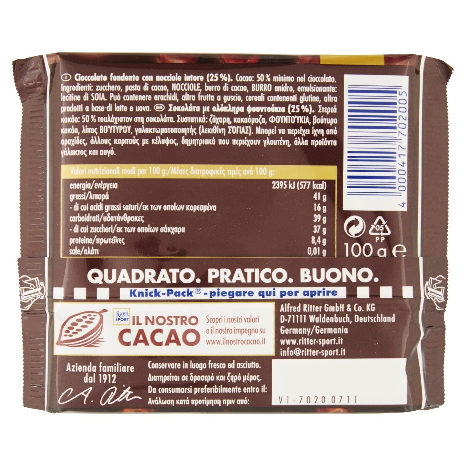 RITTER NK CELÉ ČERNÉ OŘECHY 100G