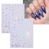 JMEOWIO Nálepka na nehty Mond Stern Schlange 10 Blatt Nálepka na nehty Selbtklebend Nagelaufkleber Aurora Dekoration Nageldesign Zubehör