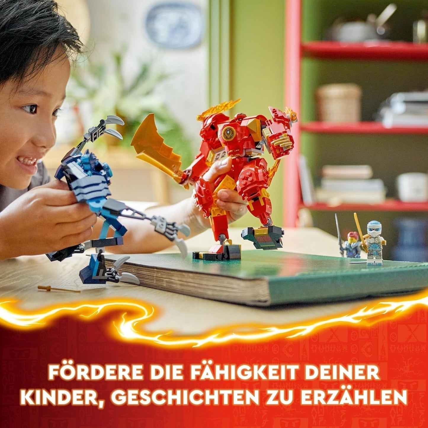 LEGO NINJAGO Akční figurka Kaiova figurka pro děti s nastavitelnou červenou figurkou Mech Ninja Set 4 figurky včetně Kaie a Zane Dárek pro 7leté chlapce a dívky 71808 Stavebnice Beuche den LEGO-Store