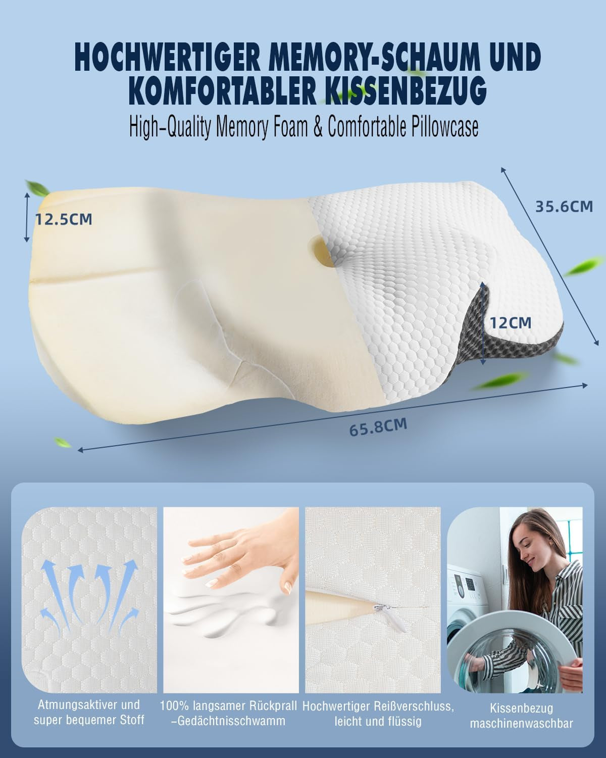 Polštář na krk Ortopedický polštář na bolest krku Polštář z paměťové pěny Ergonomický polštář pro optimální podporu Polštář na podporu krku pro boční opěrky zad a břicha Krční ortopedické polštáře Naty Shop