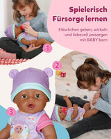 BABY Born Eva - panenka 43 cm - 10 funkcí včetně příslušenství a matrace - Plně funguje bez baterií - Vhodné pro děti od 3 let
