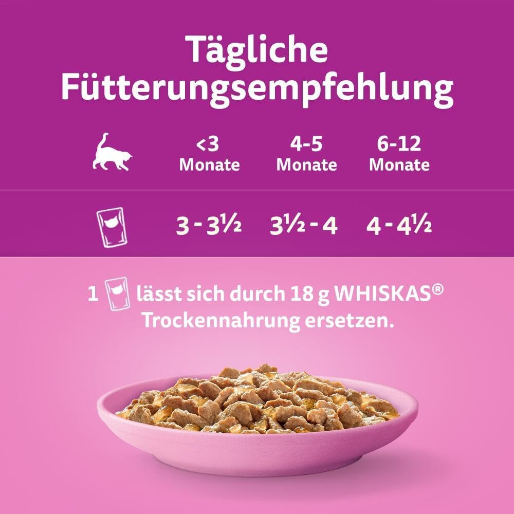 WHISKAS Junior sáčky na mokré krmivo, více balení, výběr z drůbežího masa v želé, 12 x 85 g