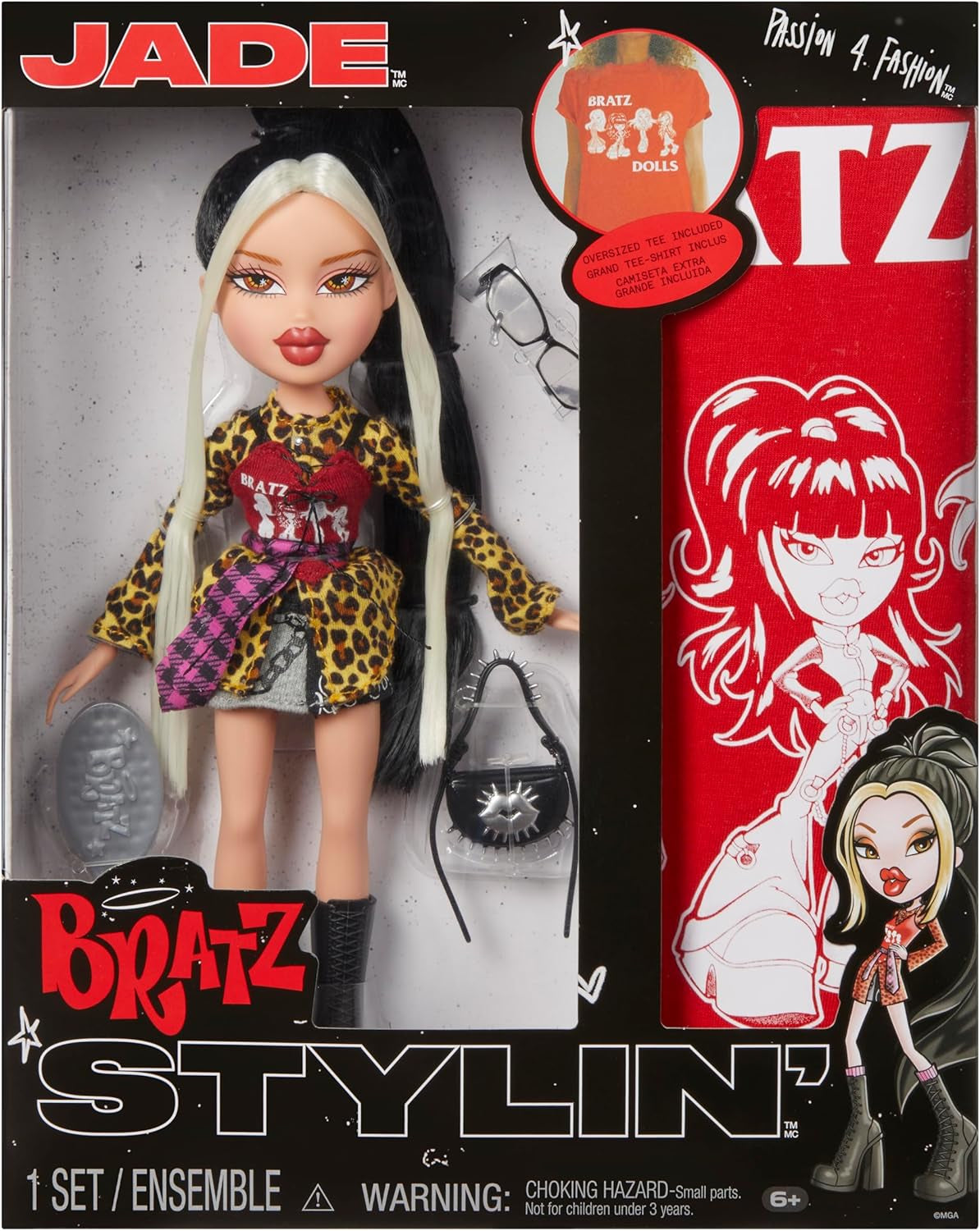 Módní panenka ve stylu trička Bratz Stylin' Jade obsahuje doplňky Roztomilá holčička