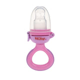 Nuby Silikonové krmítko Fruit Feeder Nibbler - Krmítko na ovoce pro miminka 6 měsíců a batolata - Kroužek na kousání na ovoce, zeleninu a pyré - Bez BPA - Růžový - 6+ měsíců
