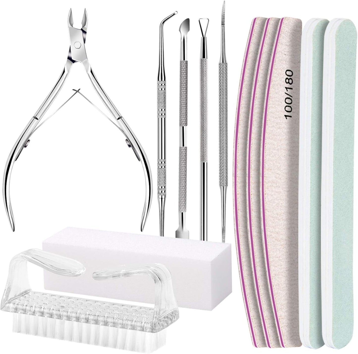 Sada na manikúru FANDAMEI, Buffer Für Nägel, Nagelfeile 100/180, Nagelfeilen Für Gelnägel, Nagelhautschieber, Buffer Für Gelnägel, Feilen Für Gelnägel, Nagelzange, Nagelfeilen Set, Maniküre & Pedicure Set