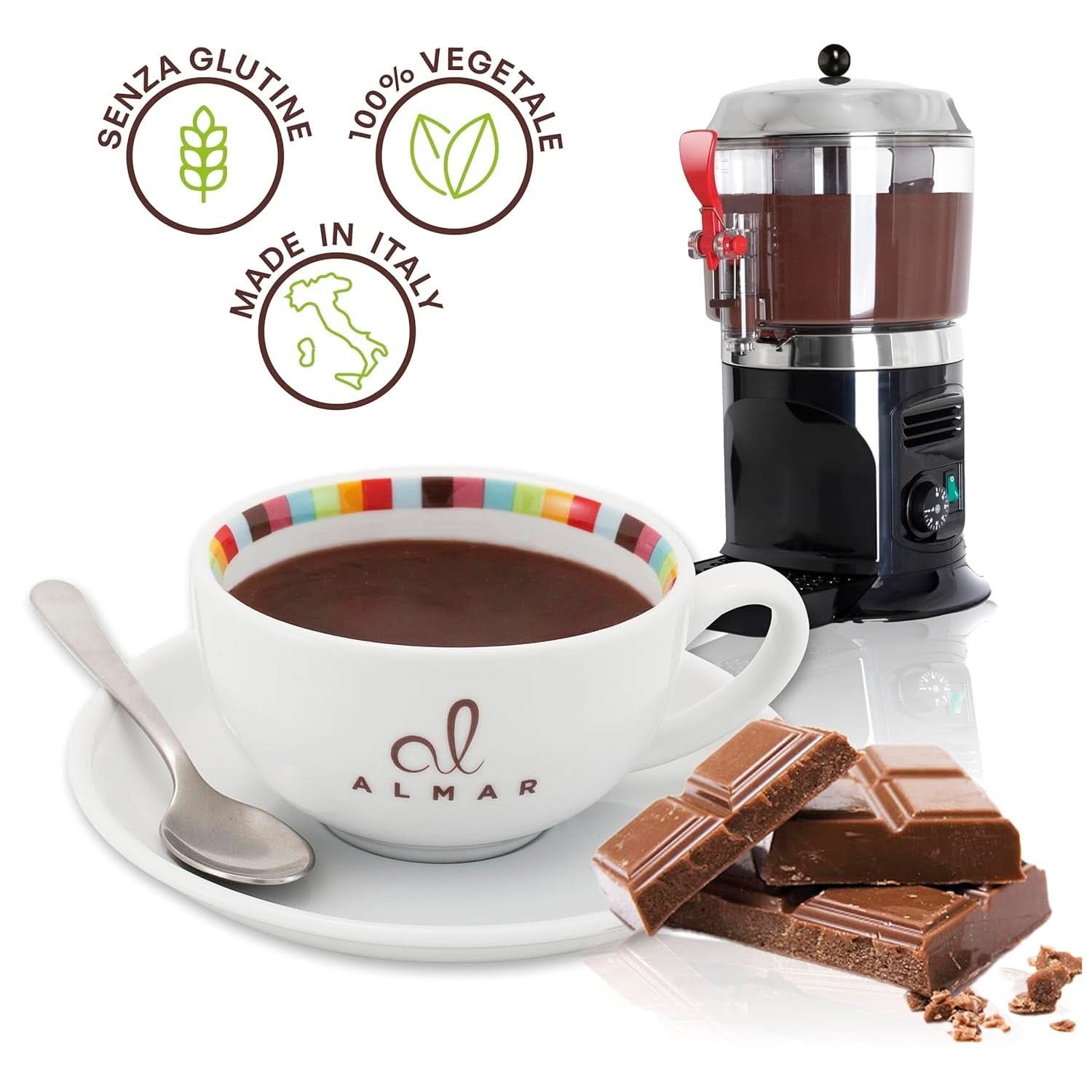 Italská horká čokoláda Cortina TART BITTER CHOCOLATE, 15 sáčků X 30 gramů kakaa a horké čokolády Naty Shop