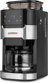 Kávový espresso kávovar GASTROBACK 42711 Grind & Brew Pro, kávovar s integrovaným filtrem a mlýnkem, kónický mlýnek s 8 nastaveními mletí, dotykový LCD displej, plast