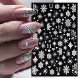 JMEOWIO Nálepka na nehty Weihnachten 8 Blatt Nagelaufkleber Selbtklebend Weiße Schneeflocken Nálepka na zimní nehty Dekoration Nageldesign Zubehör