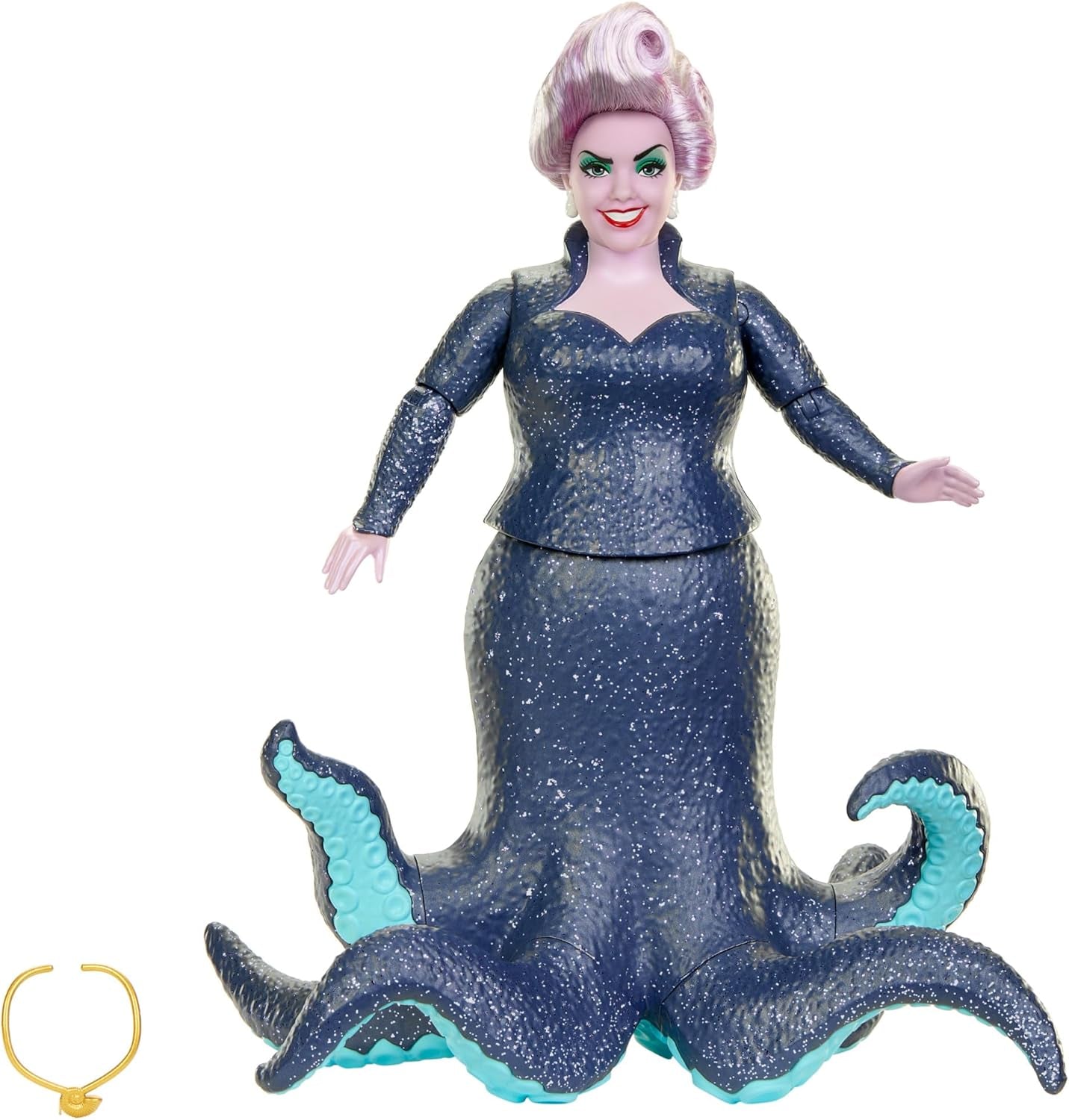 Mattel DISNEY Ariel The Little Mermaid - Ursula s chapadly, odnímatelným náhrdelníkem a levandulovým drdolem pro nekonečnou stylingovou zábavu, vhodné pro děti od 3 let, HLX12