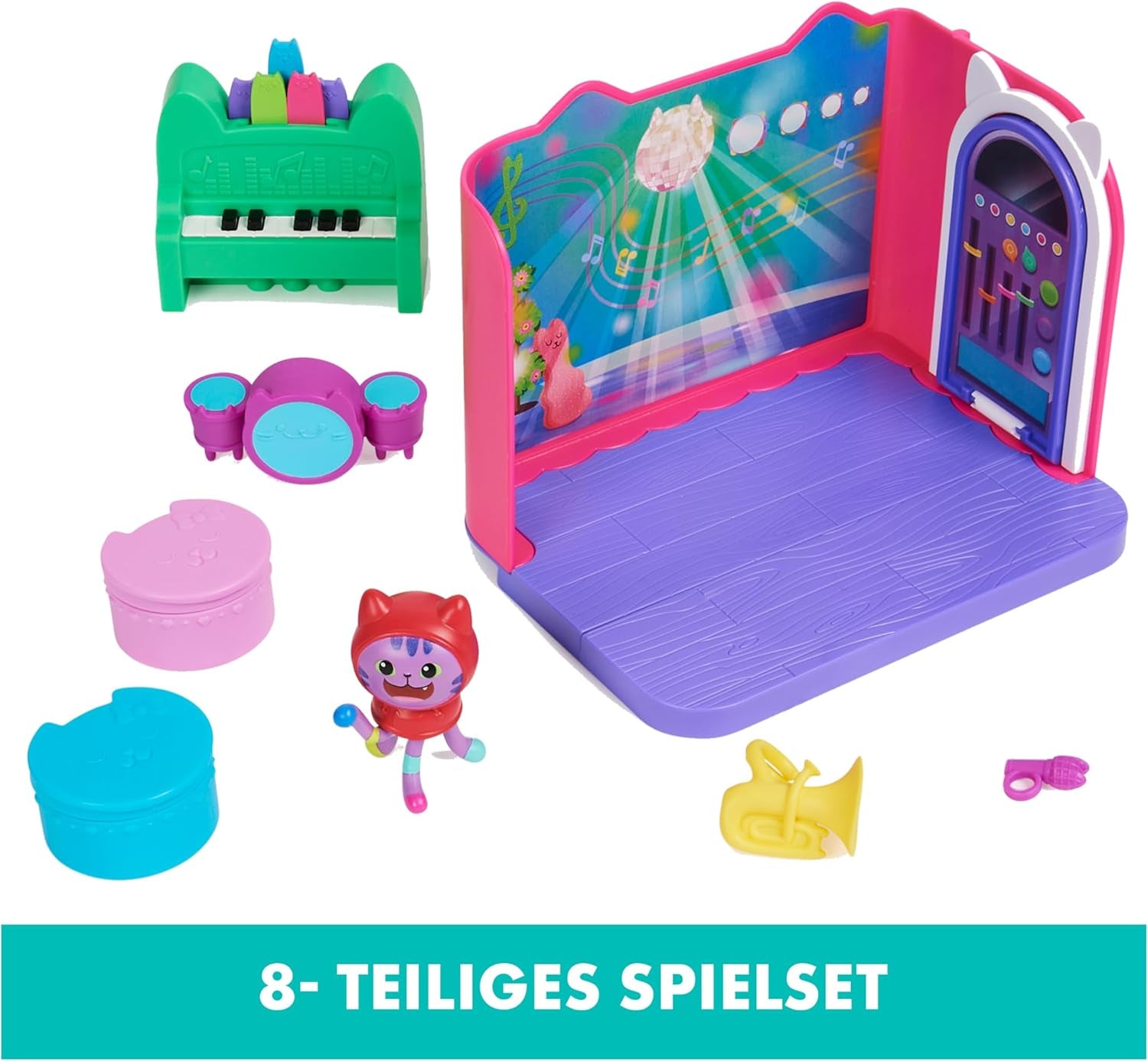 Pokoj Gabby Dollhouse Deluxe Room Groovy Music Room a Deluxe Room Sweet Dreams Fluffy Cat Ložnice