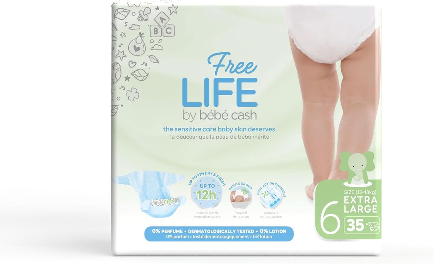 Dětská hotovostní plena Freelife, velká 6 (18 kg Und +), 1 x 35 = 35 plenka Naty Shop Taille 6 (140 Unité)