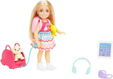 Cestovní sada pro panenky Barbie Chelsea Hračka a doplňky s pejskem a 6 díly včetně stojánku pro panenky HJY17 Naty Shop Cestovní sada pro panenky Chelsea