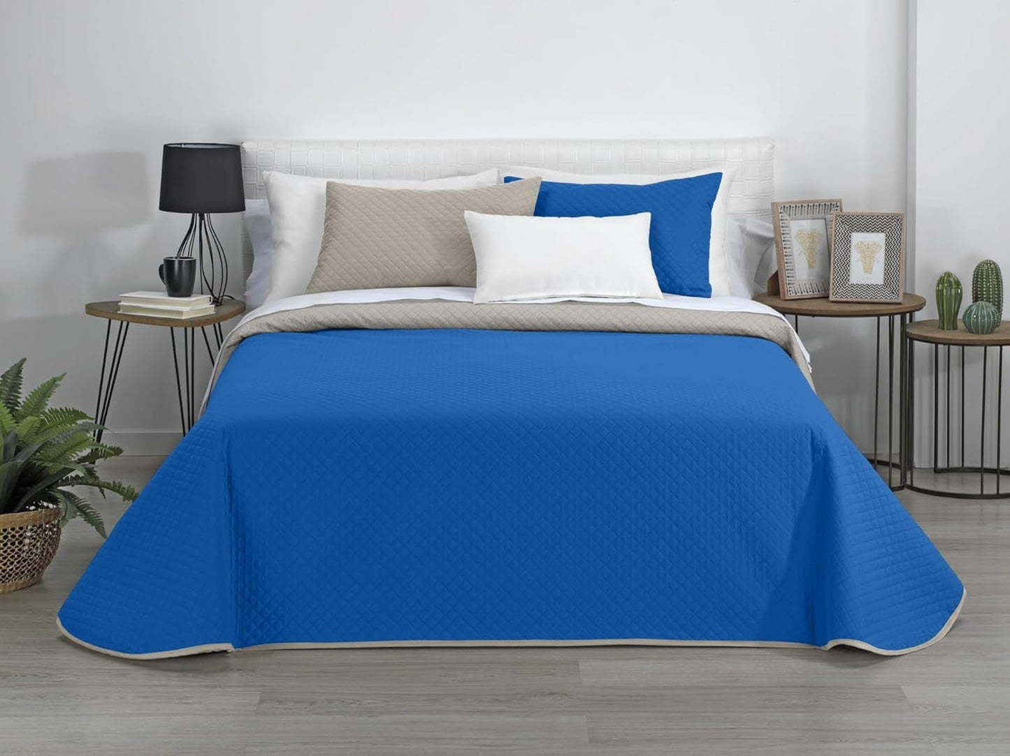 Estoralis | AVA | Oboustranná butiková přikrývka | Pro všechna roční období | Barva - šedá/modrá | Pro postel 120/135 cm. postel. (230 X 270 Cm. Ancho X Alto) | Prošívaná přikrývka Přikrývky a přikrývky Naty Shop Výchozí název