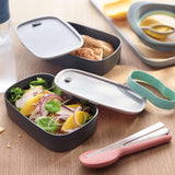 BergHoff dvojitý bento box - Leo (sada obědového boxu 19x12,5x9 cm, dva boxy, vhodné do mikrovlnné trouby, vzduchotěsné těsnění, vhodné na mytí v myčce, ideální na svačiny / svačiny / saláty) 3950126 Dózy na potraviny Naty Shop