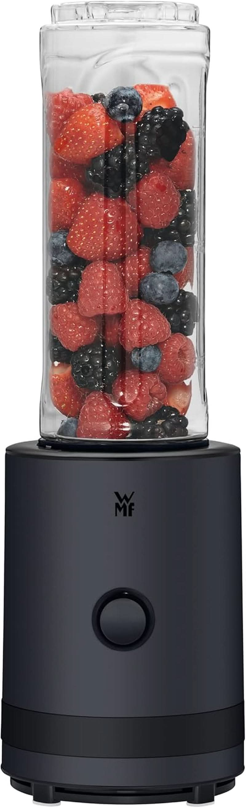 WMF Küchenminis Smoothie-To-Go, Mini stojanový mixér Mit Zwei Mix-/Trinkbehältern 0,6L, Mixér Hochleistungsmixer 300 W, Edelstahl Matt, Schwarz Kitchen Naty Shop