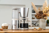 Espresso kávovar ZWILLING ENFINIGY s filtrem se skleněnou karafou o objemu 1,5 l, espresso kávovar s nerezovým bojlerem, funkcí kvetení a inteligentním odstraňováním vodního kamene, plast, stříbrná