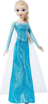 Mattel Toys Zpívající panenka Disney Frozen Elsa v ikonickém oblečení, zpívá „Let It Go“ z filmu Disney v angličtině, francouzštině, němčině, italštině, JDL58