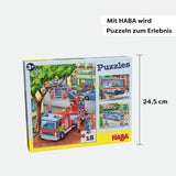 Hasičské puzzle HABA - 3dílná sada pro děti od 3 let Policejní a sanitní kartonové puzzle - podporuje jemnou motoriku a koncentraci - 1302759001 Puzzle Naty Shop