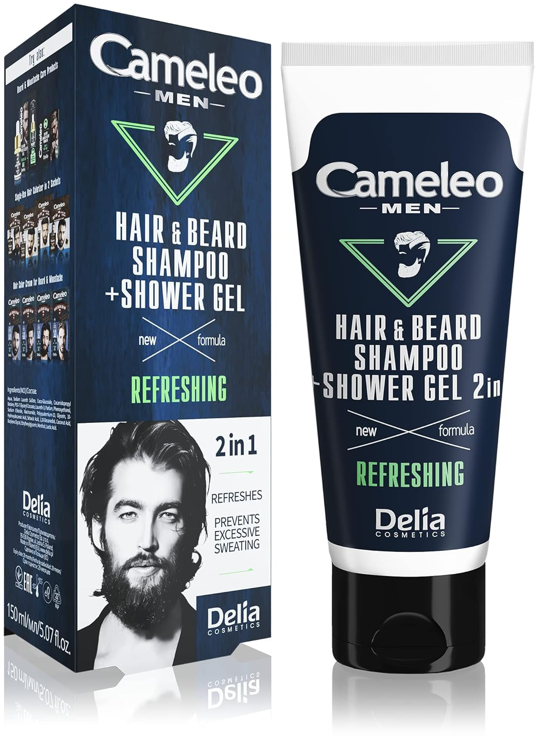Cameleo Men - Hair Wash pro muže proti vypadávání vlasů, 150 ml Péče o vlasy Naty Shop Šampon a sprchový gel - 2v1