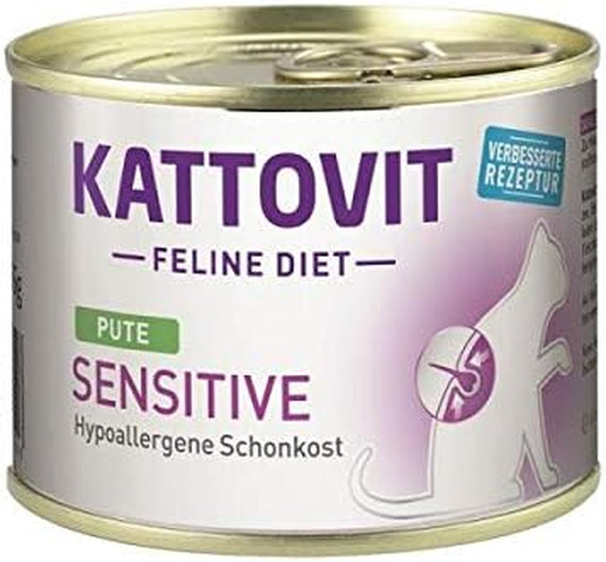 KATTOVIT - Citlivé vlhké krmivo pro kočky | Diät-Katzenfutter jako Alleinfuttermittel. Lepek & getreidefrei | Hypoalergenní, pro odrostlé kočky 12 x 185 g Plechovka