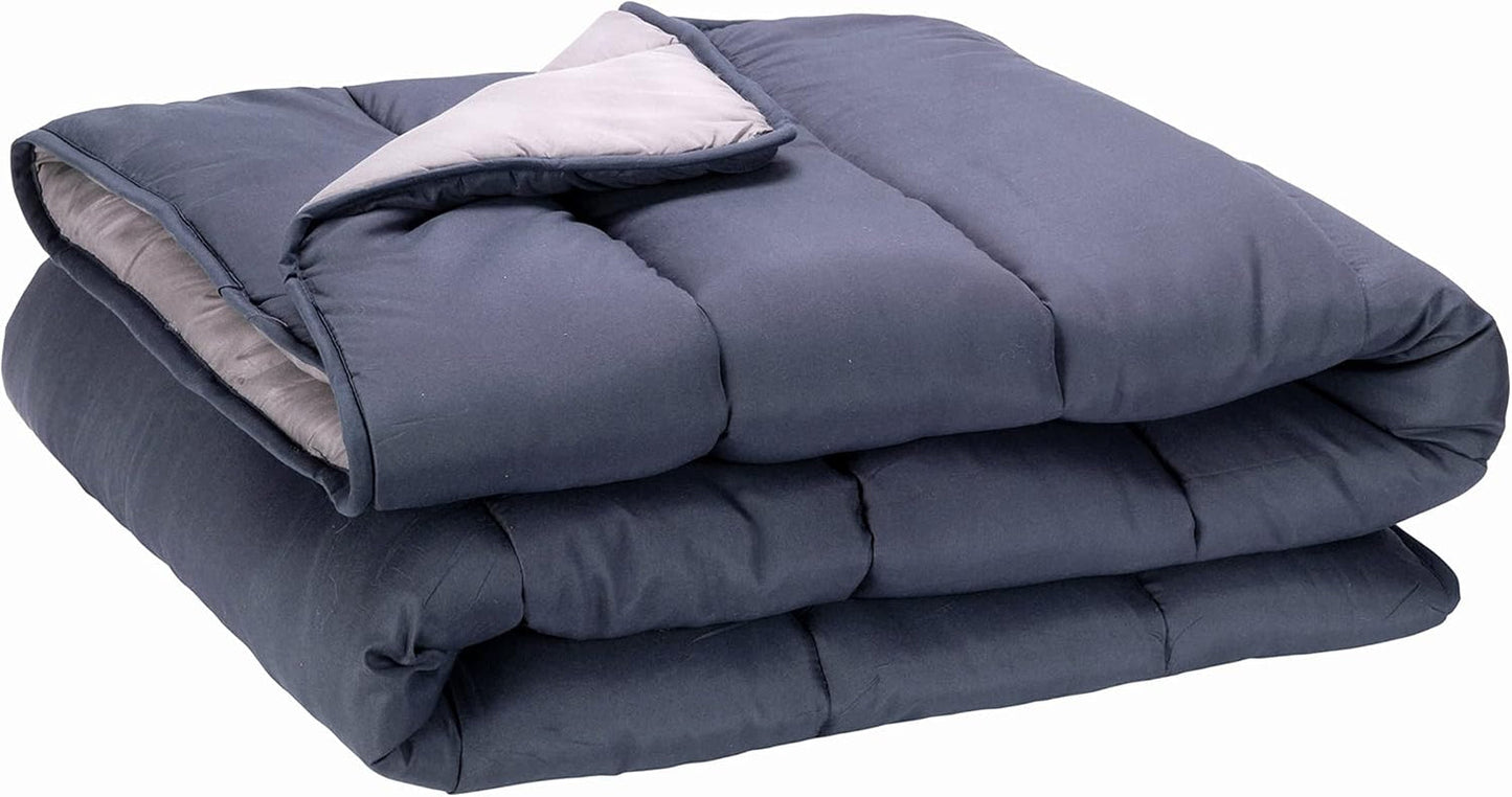 Pikolin Home - Oboustranná peřina 300 G - Severská dvoubarevná výplň - Do postele 90 - pohodlná, teplá, prodyšná, tmavě modrá, 135 X 200 cm Peřiny a přikrývky Naty Shop Grey Polštář 150/160 - 240 X 220 Cm