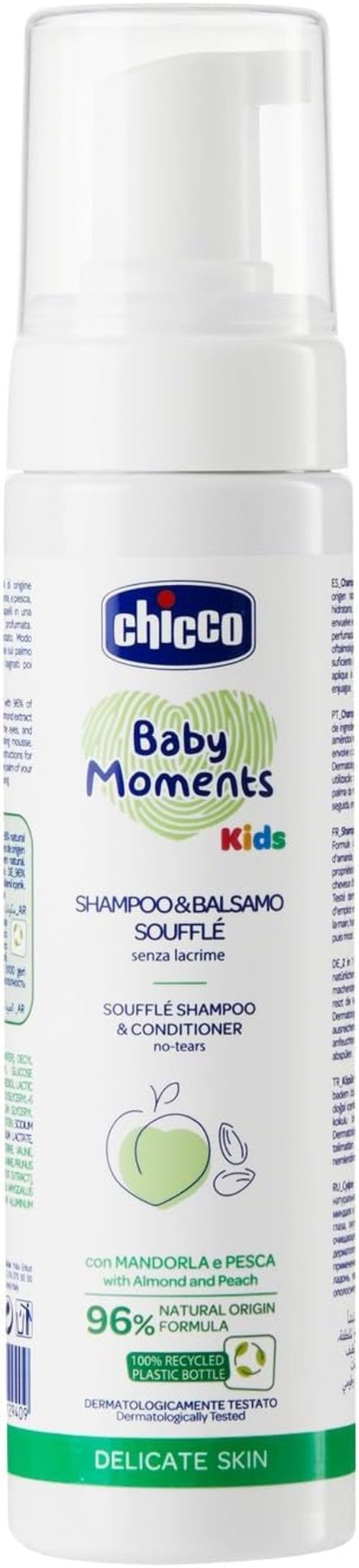 Chicco KIDS - JEMNÁ PLEŤ - PĚNA 2 V 1: ŠAMPON A KONDICIONÉR, 150 ml Děti - Koupel a péče o pleť Naty Shop Výchozí název
