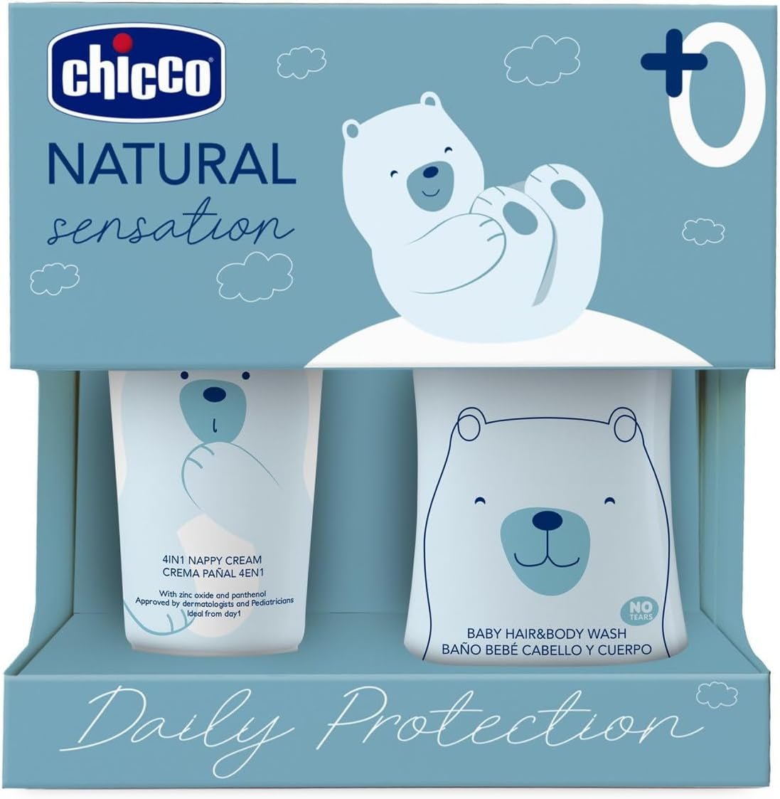 CHICCO NATURAL SENSATION - SADA 2: 1 ŠAMPON A KOUPEL - NEVYSUŠUJÍCÍ 200 ML, 1 KRÉM 4V1 CHANGE 100 ML Děti - Koupel a péče o pleť Naty Shop Výchozí název