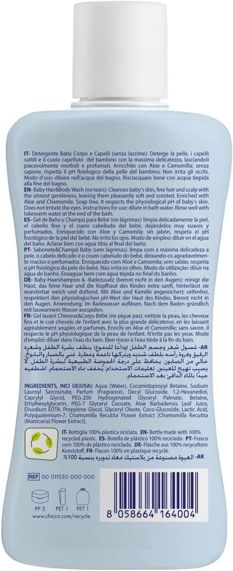 CHICCO NATURAL SENSATION - SADA 2: 1 ŠAMPON A KOUPEL - NEVYSUŠUJÍCÍ 200 ML, 1 KRÉM 4V1 CHANGE 100 ML Děti - Koupel a péče o pleť Naty Shop