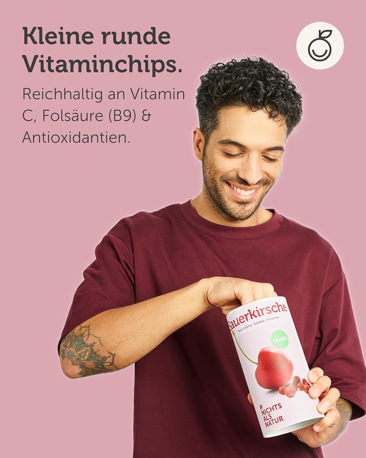 Mrazem sušené hořké třešně BUAH® | Celé hořké třešně jako svačina nebo do müsli | Ideální náhrada za cukroví | Vegan a bez přidaného cukru | 135 g dehydratovaných produktů Naty Shop