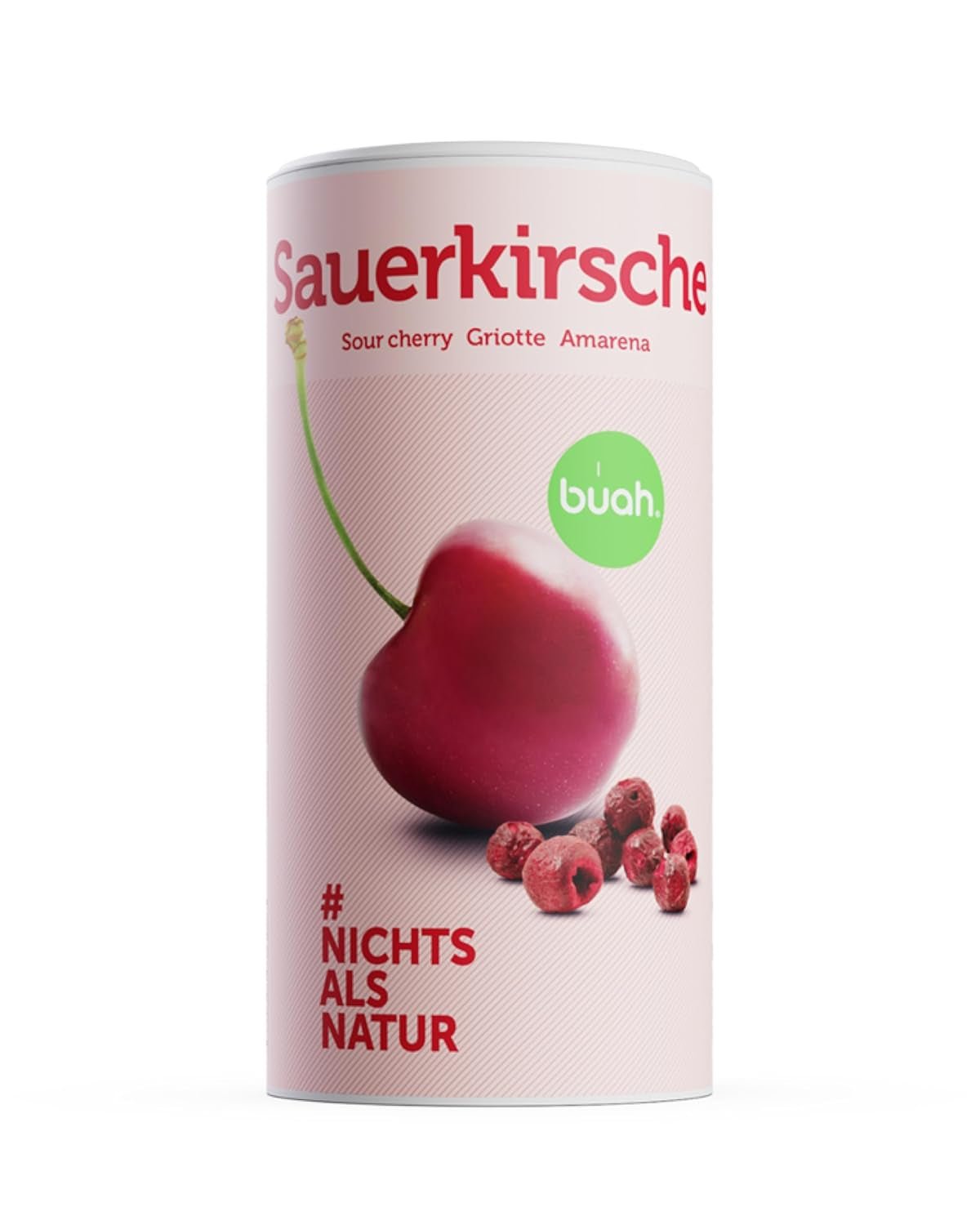 Mrazem sušené hořké třešně BUAH® | Celé hořké třešně jako svačina nebo do müsli | Ideální náhrada za cukroví | Vegan a bez přidaného cukru | 135g Dehydrované produkty Naty Shop Výchozí název