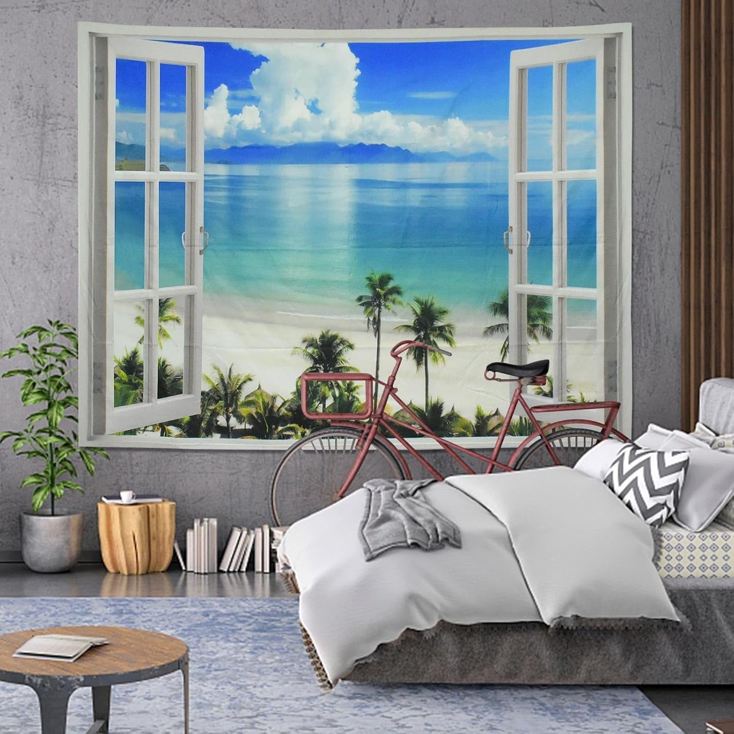 Gobelínový koberec okno estetický polyester velká pláž Home - Doplňky a dekorace Naty Shop