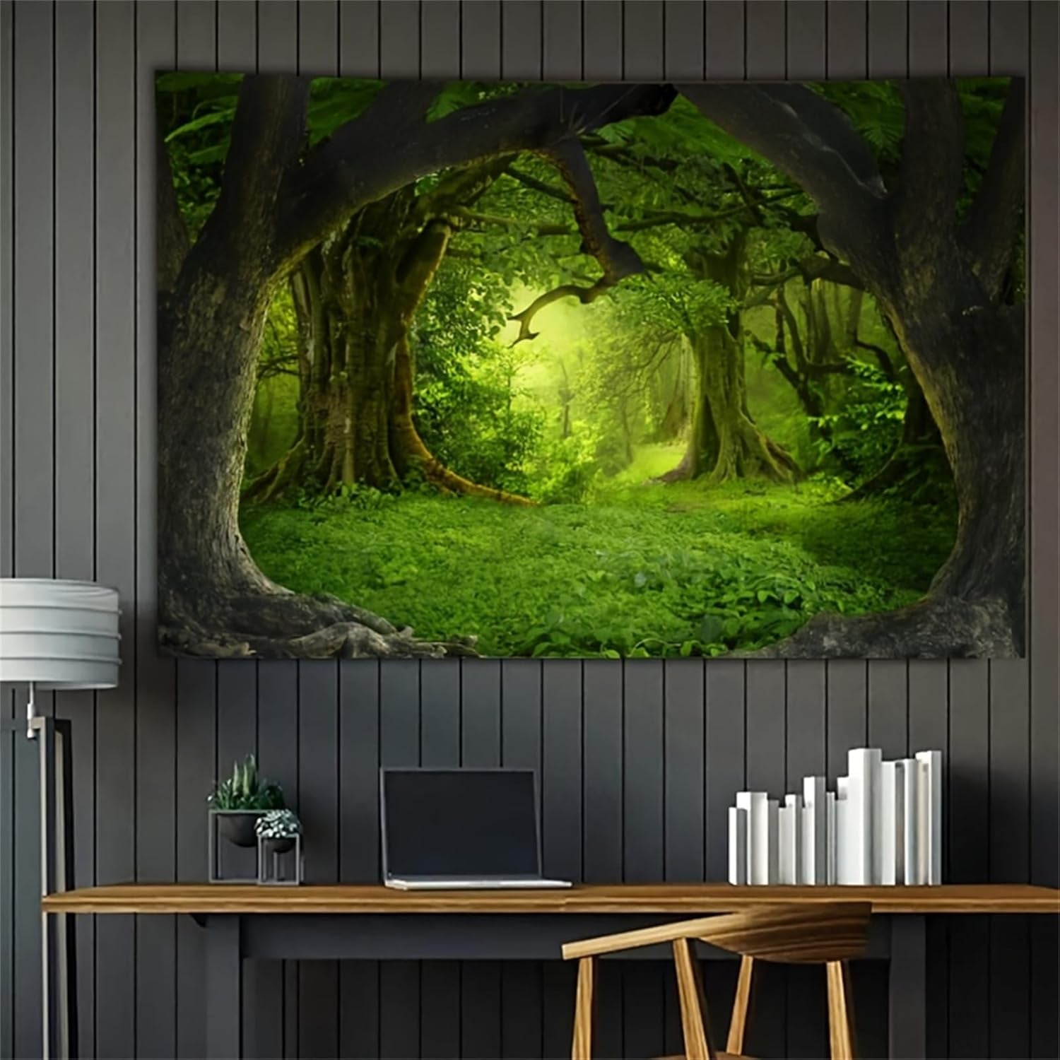 Koberec gobelín lesní plátno strom vodopád mlha Domů - Doplňky a dekorace Naty Shop Lesní mlha 1 200L X 150B Cm