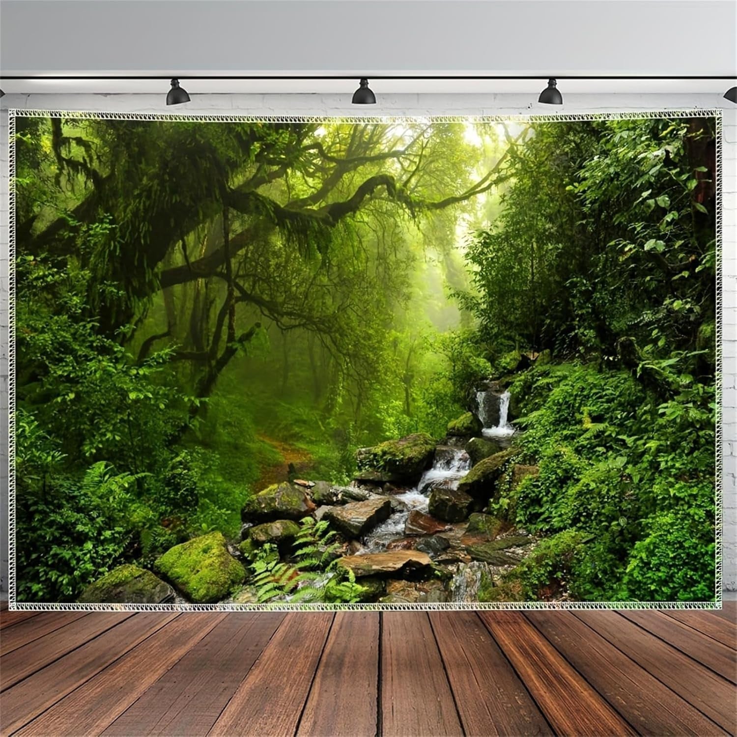 Koberec gobelín les plátno strom vodopád mlha Home - Doplňky a dekorace Naty Shop