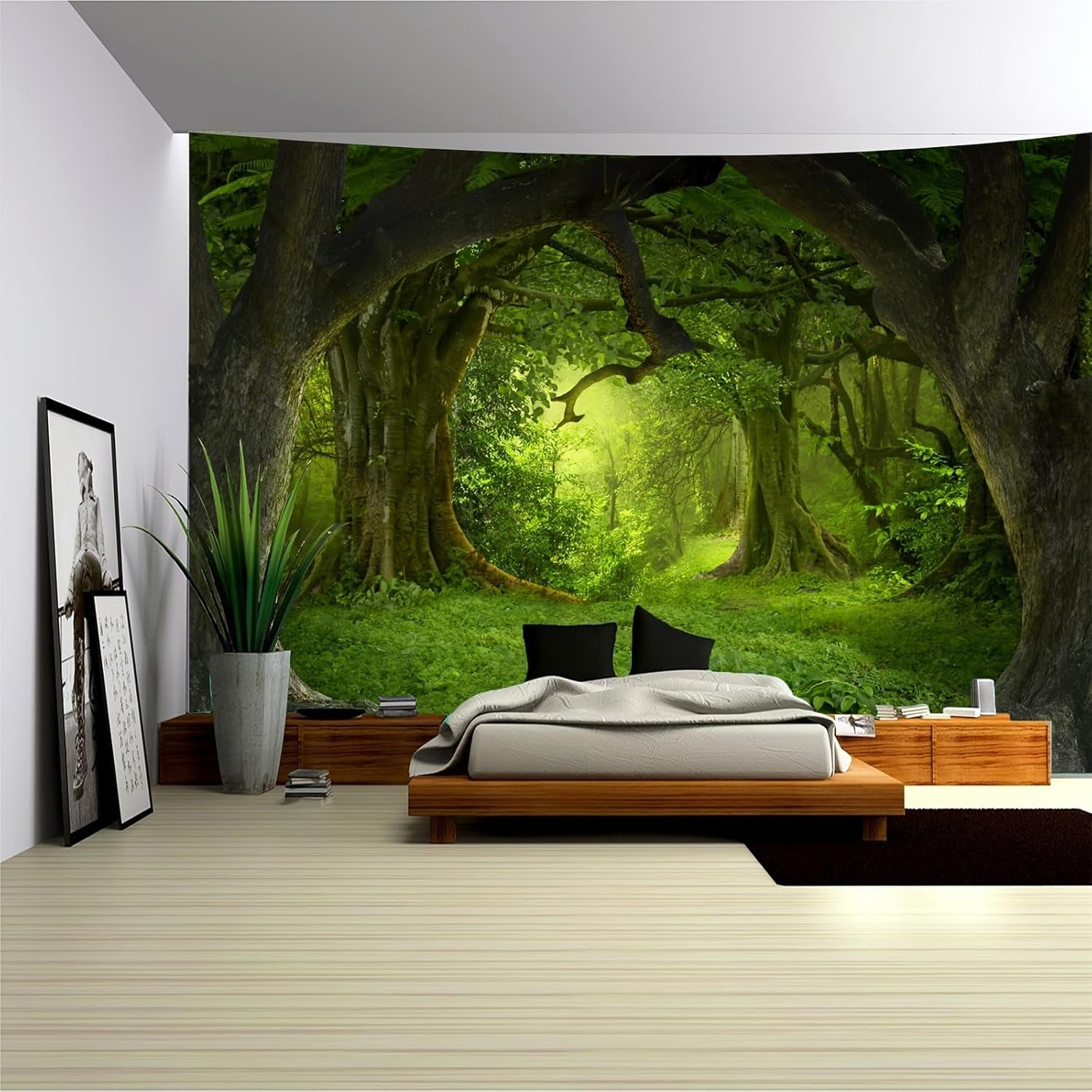 Koberec gobelín lesní plátno strom vodopád mlha Domů - Doplňky a dekorace Naty Shop Lesní mlha 1 230L X 180B Cm
