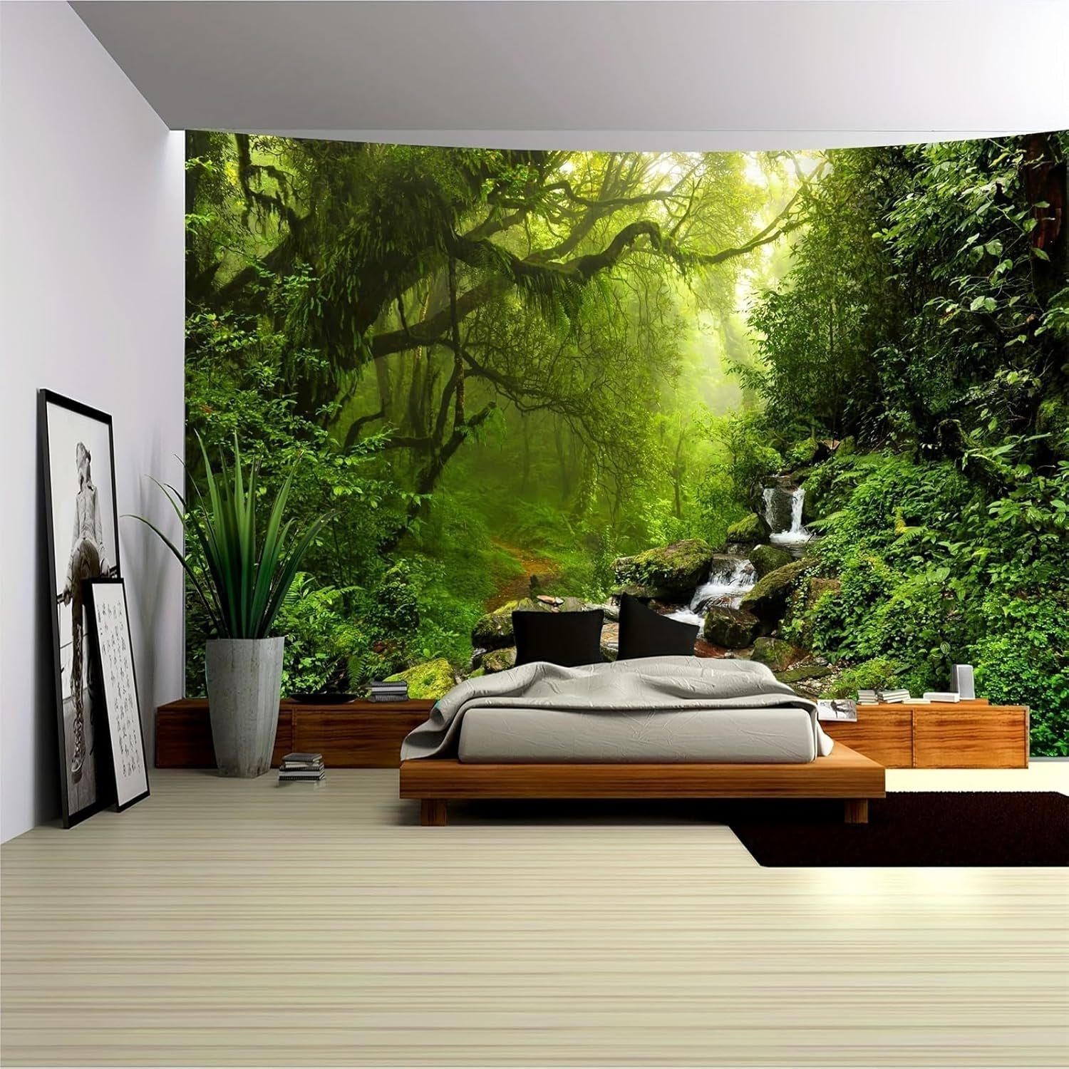 Koberec gobelín les plátno strom vodopád mlha Home - Doplňky a dekorace Naty Shop Greetings 230L X 180B Cm