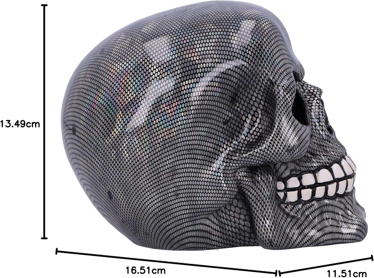 Holografická stříbrná síťovaná lebka Stříbrná Holografická síťovaná lebka Ornament Stříbrná 16,5 cm sošky a plastiky Naty Shop