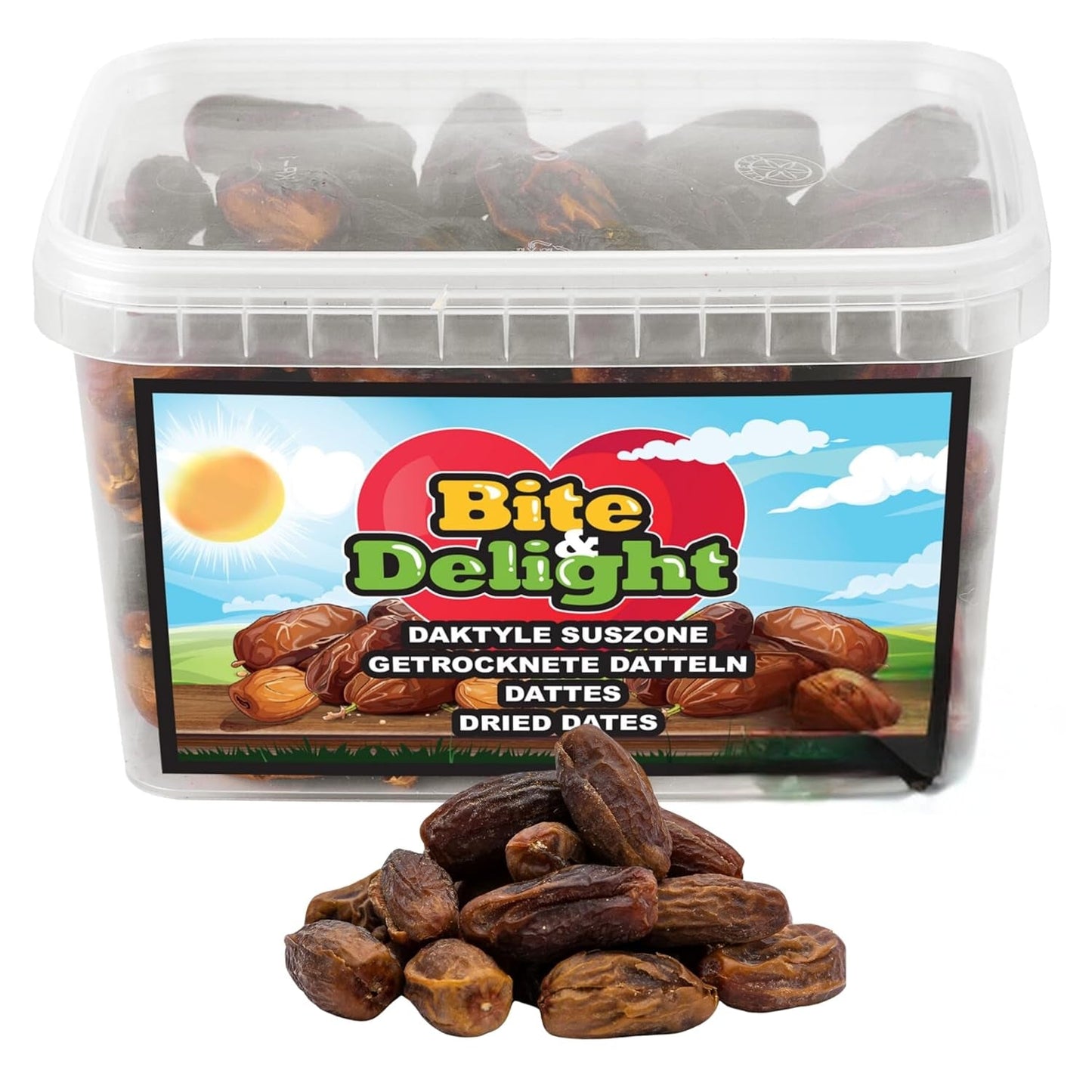 Sušené datle Bite & Delight - Celé, sušené a přírodní - Aromatické sladkosti - Lahodné a šťavnaté - Hotová ovocná přesnídávka - Veganská - Bez přidaného cukru - 1250 g Dehydrované produkty Naty Shop 1000 ml