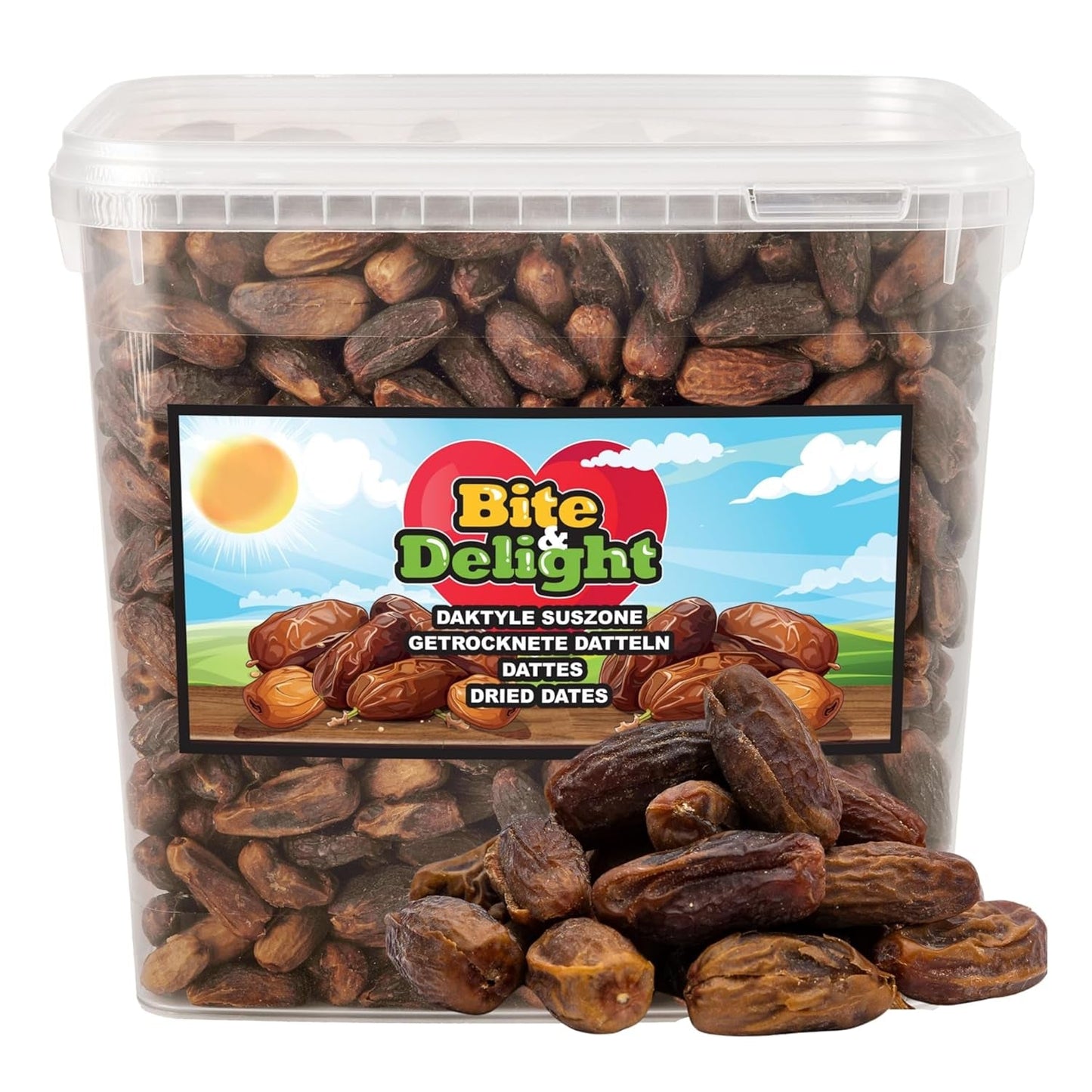 Sušené datle Bite & Delight - Celé, suché a přírodní - Aromatické sladkosti - Lahodné a šťavnaté - Hotová ovocná svačina - Vegan - Bez přidaného cukru - 1250 g Naty Shop dehydratované produkty 10 kg