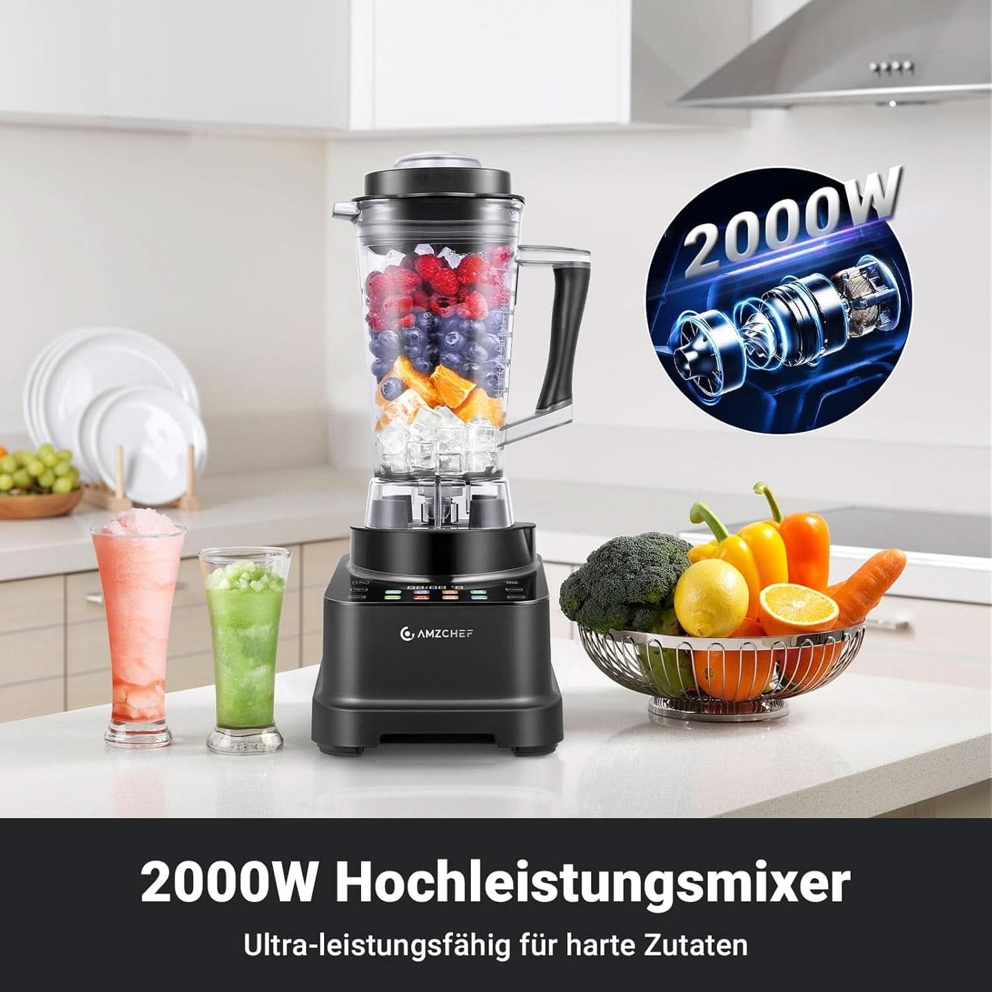 Mixér AMZCHEF, 8 chytrých menu a 10 rychlostí, LCD dotyková obrazovka Kitchen Naty Shop