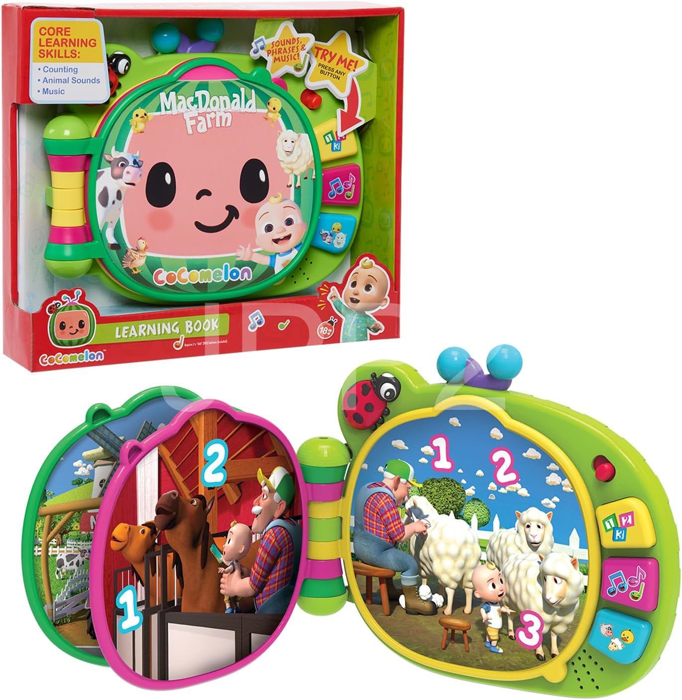 CoComelon , J.J výuková kniha, výukové funkce a elektronika, hračka pro děti od 18 měsíců, CCM10 (francouzská verze) Bebe Naty Shop Toys Výchozí název