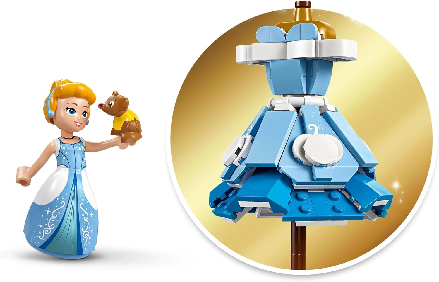LEGO Ç€ Šaty Disney Princess Popelka, hračka pro kluky a dívky od 9 let - obsahuje ramínko na šaty, mini panenku Popelku a figurku myši - Kreativní sada 43266 Stavebnice Beuche den LEGO-Store
