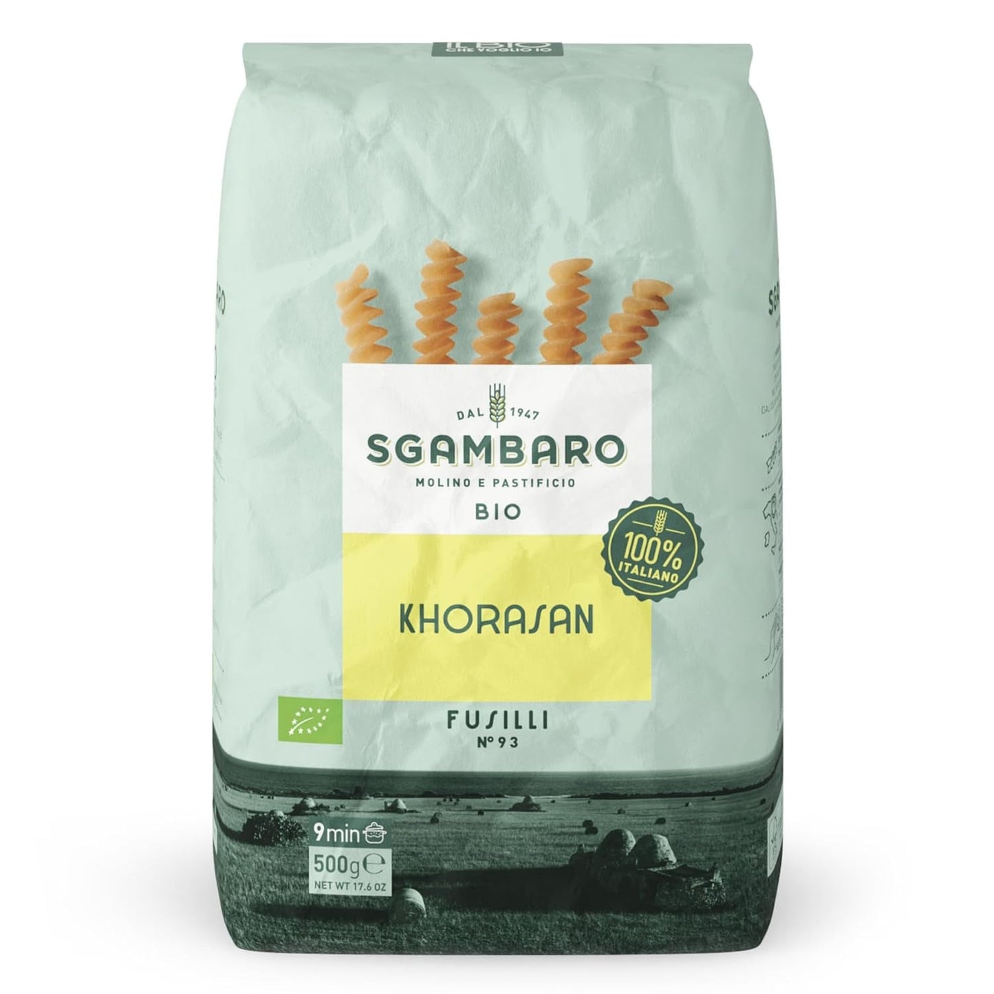 Organické těstoviny Fusilli č. 93 - 500 g pšenice Khorasan - starověká pšenice, s vysokým obsahem bílkovin, 100% vypěstované v Itálii - všestranné v kuchyni a bohaté na živiny