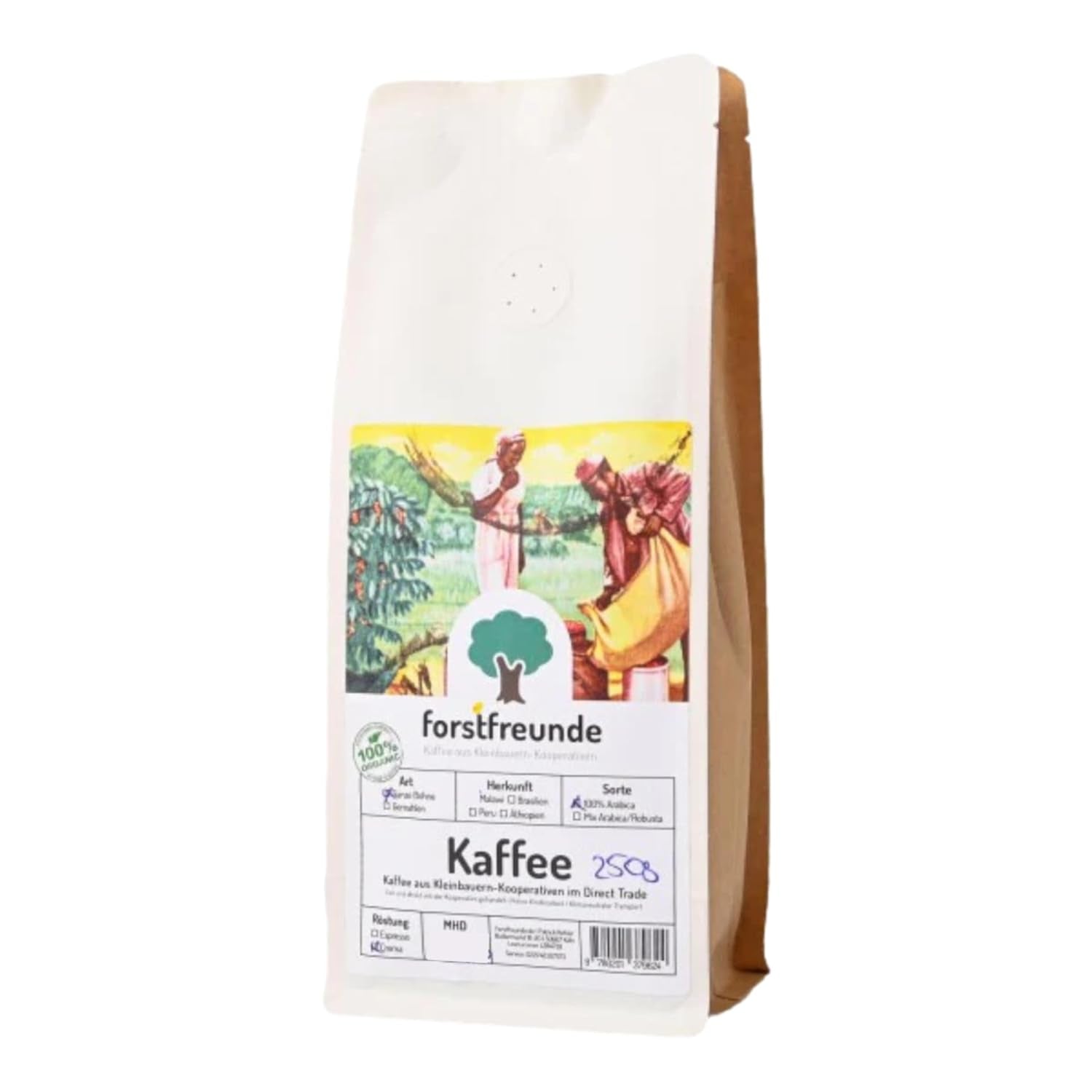 Káva z Peru | 250 g celých zrn | 100% zrna Arabica | Andská káva | kvalitní, přírodní, z Jižní Ameriky | tradiční odrůda kávy Típica | spravedlivý obchod