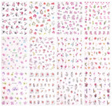 JMEOWIO Nálepka na nehty Frühling Blume 12 Blatt Nálepka na nehty Selbtklebend Nagelaufkleber Blätter Dekoration Nageldesign Zubehör