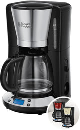 Kávovar Russell Hobbs [Digitální časovač, sprchová hlavice pro optimální odsávání a aroma] Colors+ Creme (1 až 10 šálků, 1,25 l skleněná karafa, topná deska, 1100 W) Kávovar s filtrem 24033-56