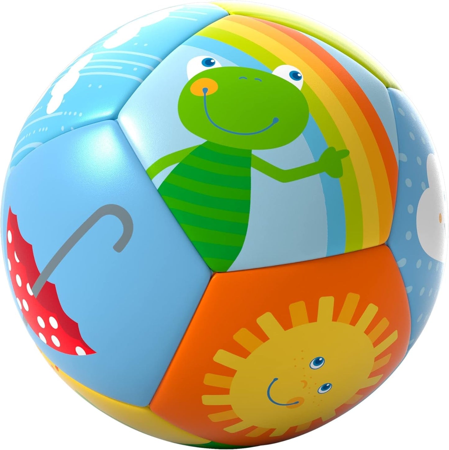 HABA Babyball Rainbow World - Měkký míč od 6 měsíců s barevnými motivy počasí, Ø 11 cm, ideální pro první chytání a míčové hry - 1306318001 Jucarii Bebe Naty Shop Výchozí název