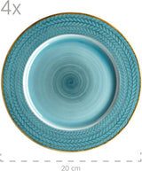 Kávový set Prospero Premium pro 4 osoby, kvalita restaurace, 12dílný moderní kávový servis v jedinečném stylu vintage, odolný porcelán, modrá