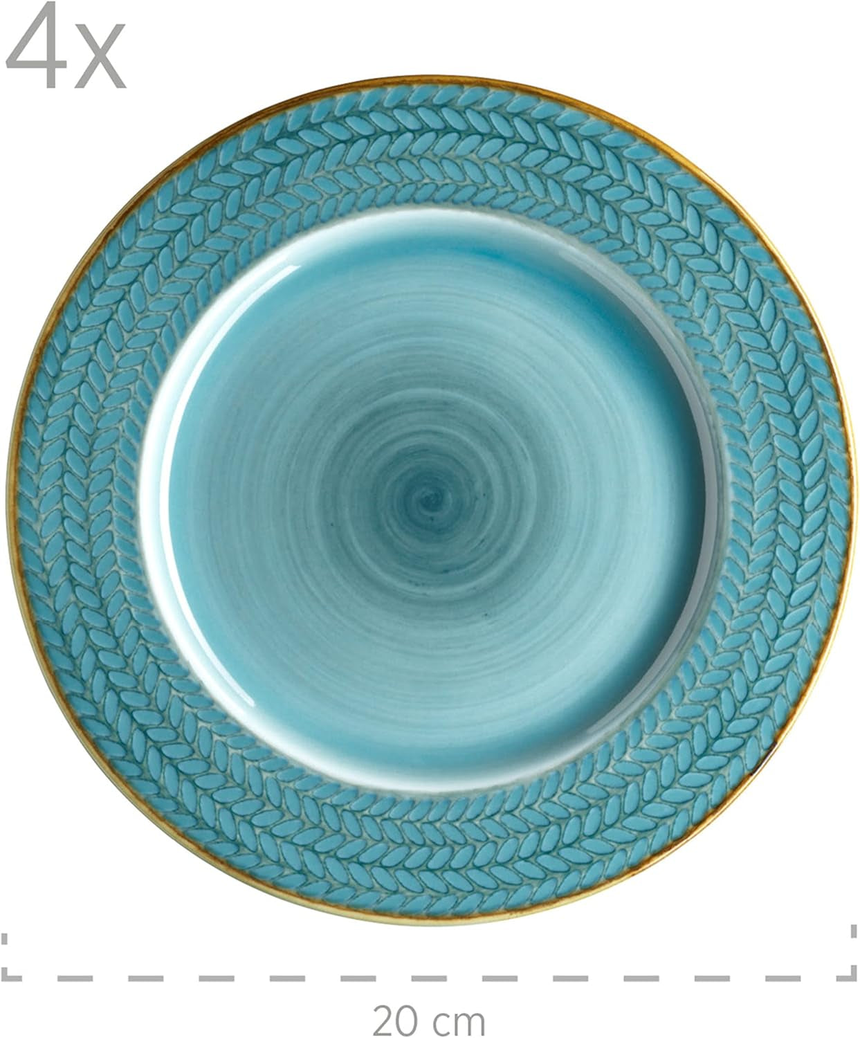 Kávový set Prospero Premium pro 4 osoby, kvalita restaurace, 12dílný moderní kávový servis v jedinečném stylu vintage, odolný porcelán, modrá